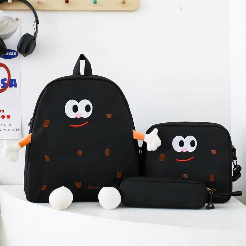 Ensemble de sacs d’école Kawai pour adolescents 3Pcs Language Rose – محفظة 3 قطع كاواي وردي