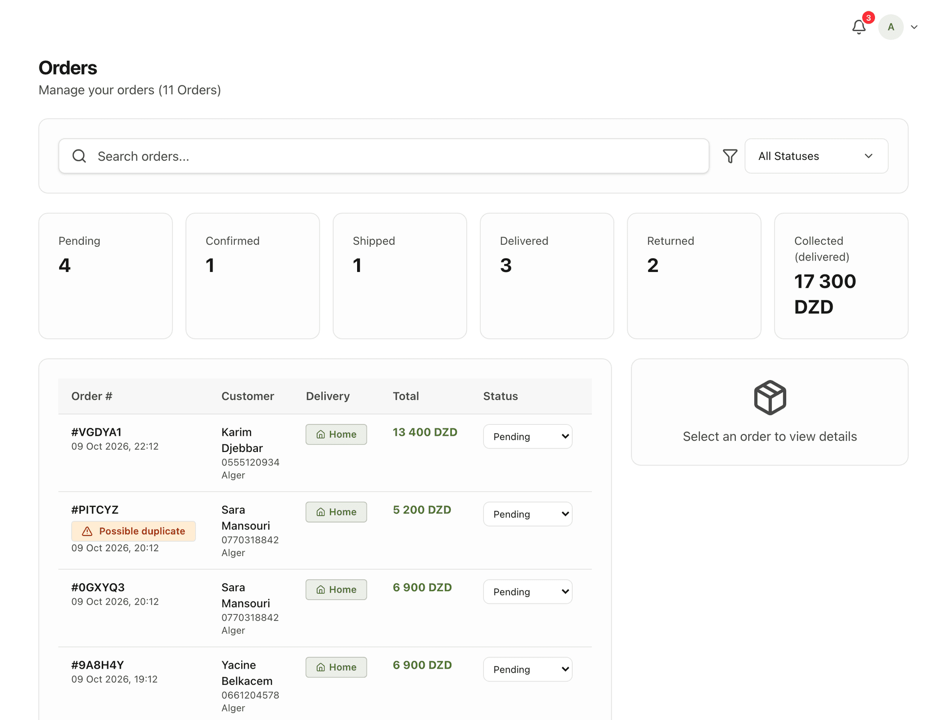 Check every order: Customer history and possible duplicates, before you call.