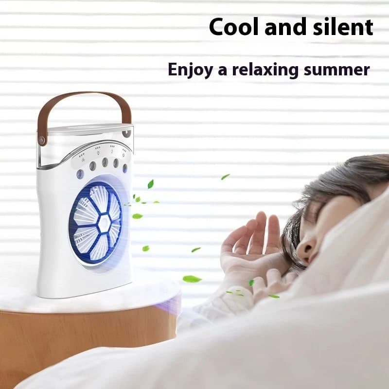 Ventilateur Brumisateur de Bureau Portable USB avec Éclairage - مروحة المكتب الذكية برذاذ الماء والترطيب بـ 3 سرعات 2