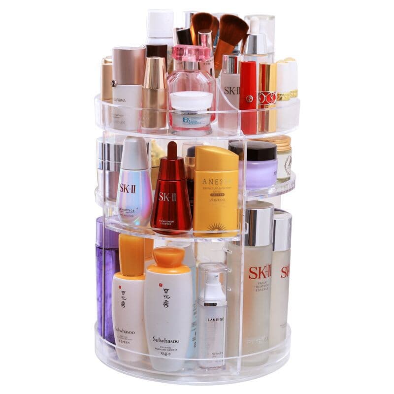 Organisateur de maquillage rotatif à 360 ° en Crystal acrylique 3