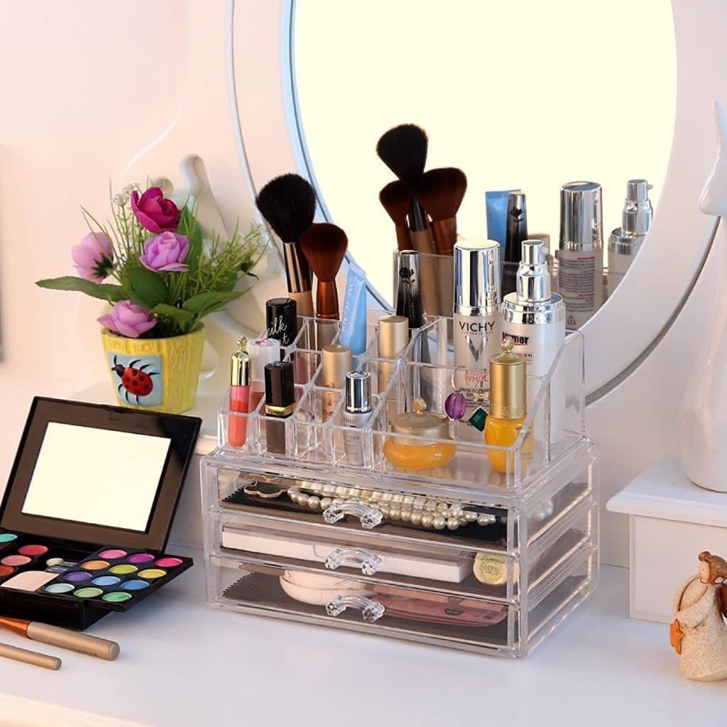 Boîte de rangement de maquillage acrylique avec 3 tiroirs 2