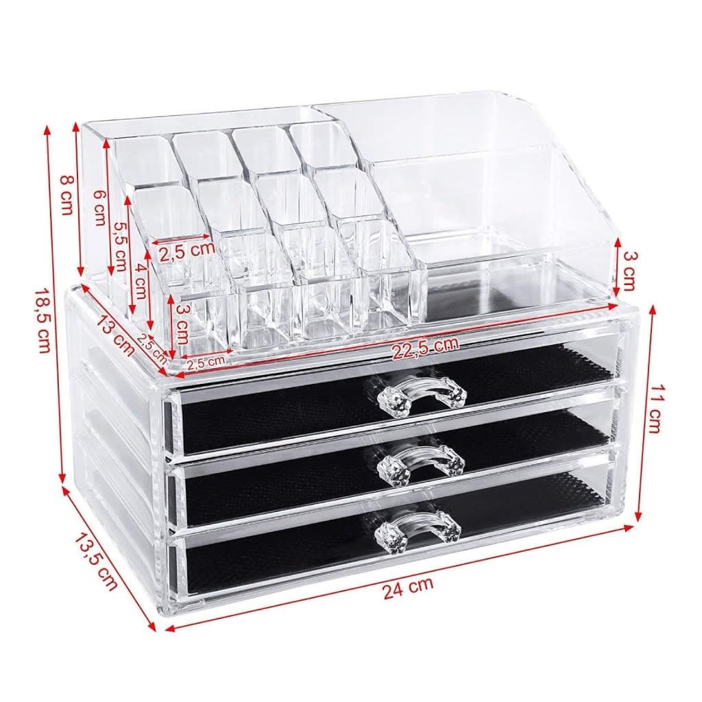Boîte de rangement de maquillage acrylique avec 3 tiroirs 5