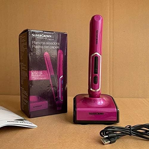 Mini Lisseur à cheveux rechargeable USB avec Base de Chargement - مكواة شعر لاسلكية 2 في 1 3