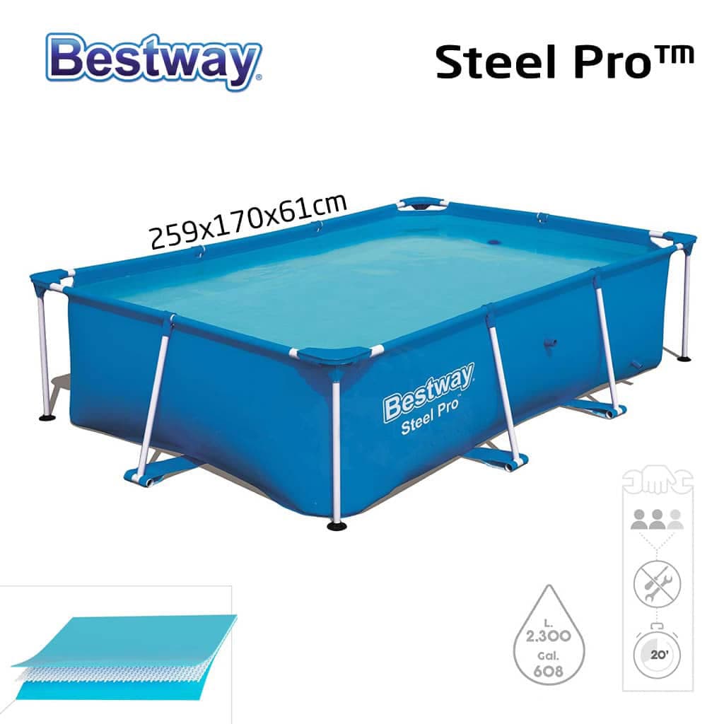 Steel Pro™ Piscine Rectangulaire 259 x 170 x 61cm Bestway 56403 بيسين