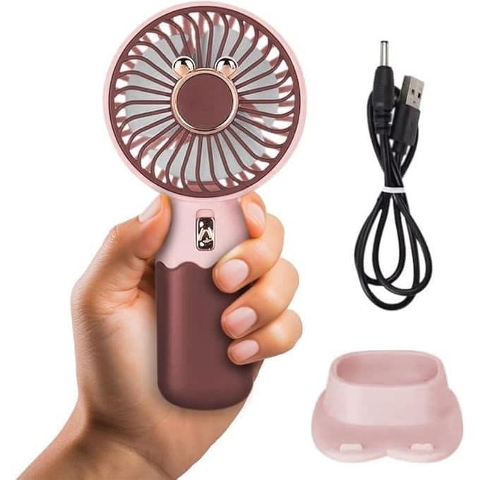 مروحة يدوية محمولة قابلة للشحن USB – تصميم لطيف وخفيفة الوزن 4