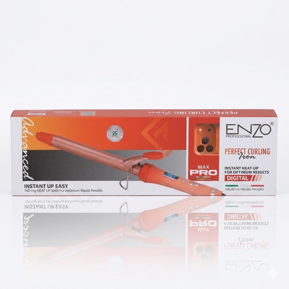 مكواة تجعيد الشعر Enzo Max Pro – تموجات كيرلي مثالية بتقنية التسخين السريع والشاشة الرقمية 3