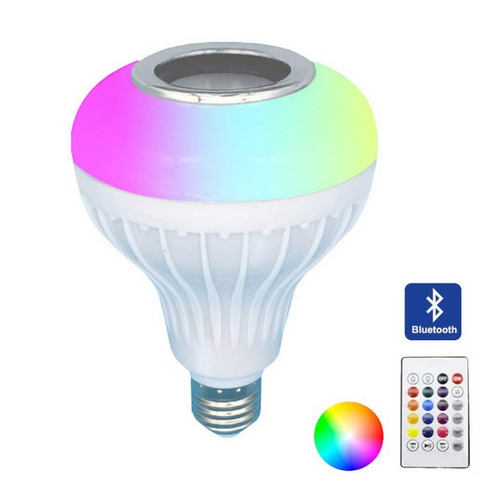 مصباح LED الذكي 2 في 1 – إضاءة RGB ملونة بـ 16 لون مع سماعة بلوتوث مدمجة وجهاز تحكم 3