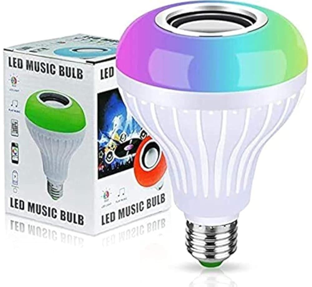 مصباح LED الذكي 2 في 1 – إضاءة RGB ملونة بـ 16 لون مع سماعة بلوتوث مدمجة وجهاز تحكم 4
