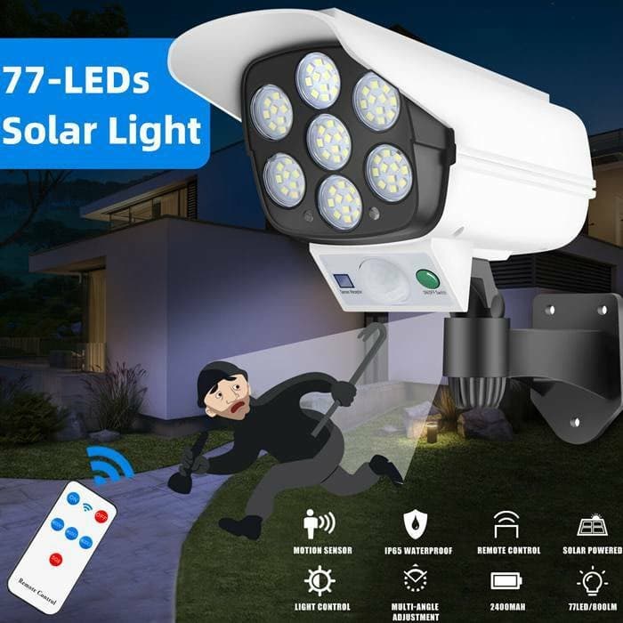 مصباح الأمان بالطاقة الشمسية 77-LED (كاميرا وهمية) - حماية ذكية وإنارة قوية 4