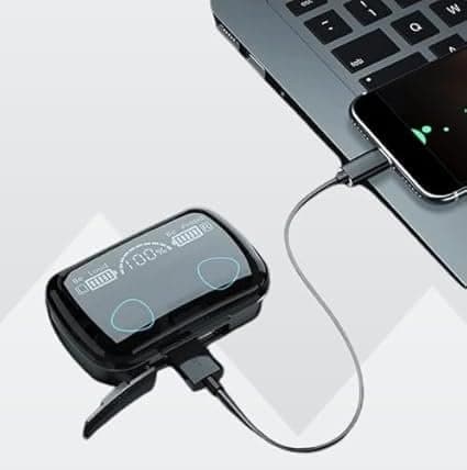 سماعات M10 اللاسلكية الأصلية – تقنية Bluetooth 5.3 مع علبة شحن ذكية وشاشة LED 3