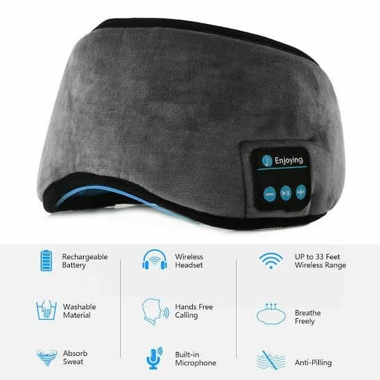 قناع النوم الذكي بتقنية بلوتوث (Bluetooth Sleep Mask) – عصابة رأس مريحة مع سماعات مدمجة لنوم عميق واسترخاء تام 3