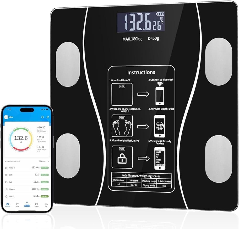 ميزان الجسم الذكي (Smart Scale) عالي الدقة – متابعة الوزن والبيانات الصحية عبر الهاتف (يتحمل حتى 180 كغ) 3