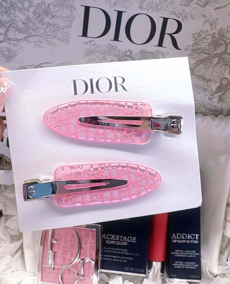 Pink hair clips dior