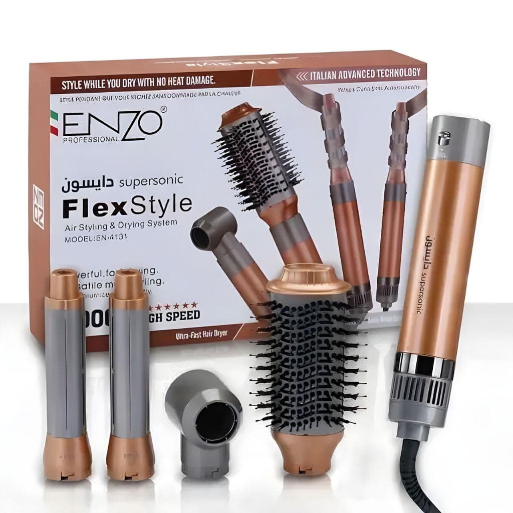 ENZO PROFESSIONAL Brosse Coiffante Multifonctionnelle 4 en 1 – فرشاة تصفيف الشعر متعددة الوظائف 4