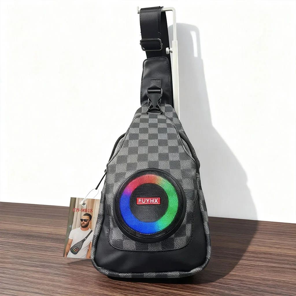 Sac à Bandoulière avec Haut Parleur Bluetooth Rechargeable RGB CH-M818 – حقيبة رجالية مع مكبر صوت بل 6