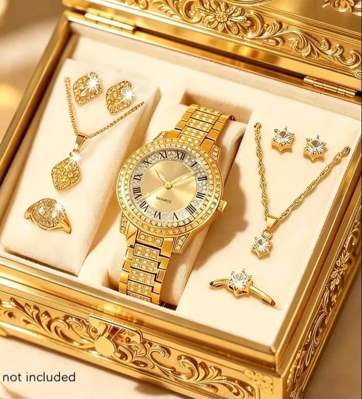 ساعة و8 قطع مجوهرات