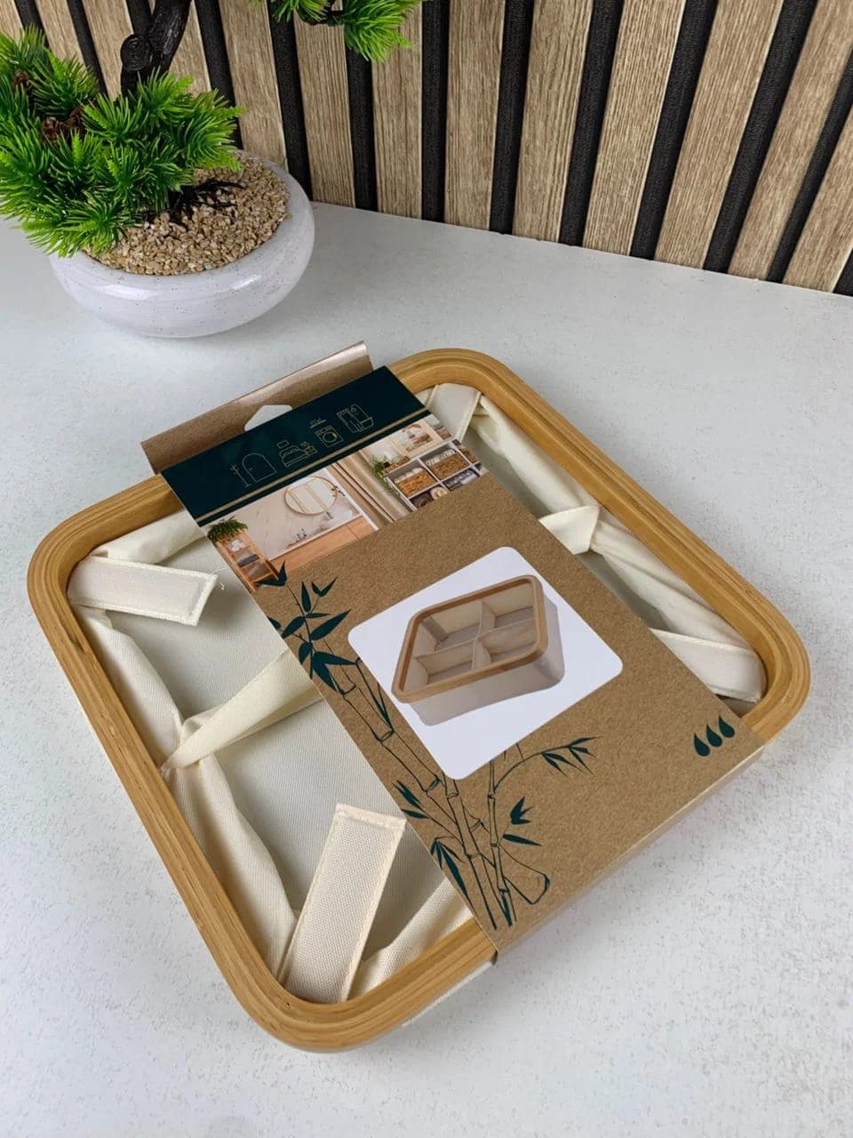 Panier de rangement pour salle de bain en feutre tissé 4 compartiments  4