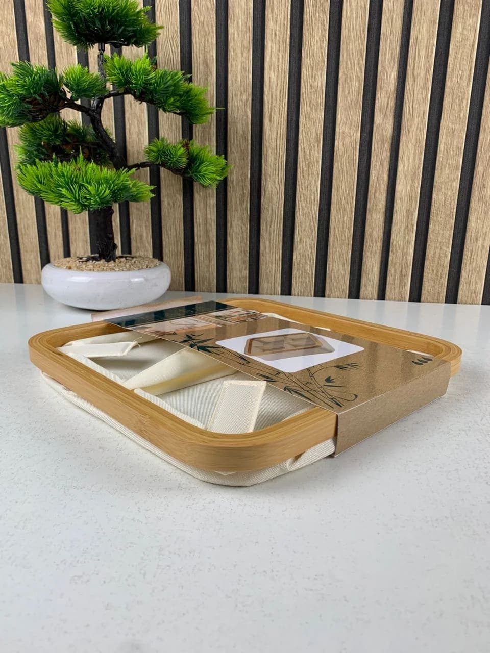Panier de rangement pour salle de bain en feutre tissé 4 compartiments  6
