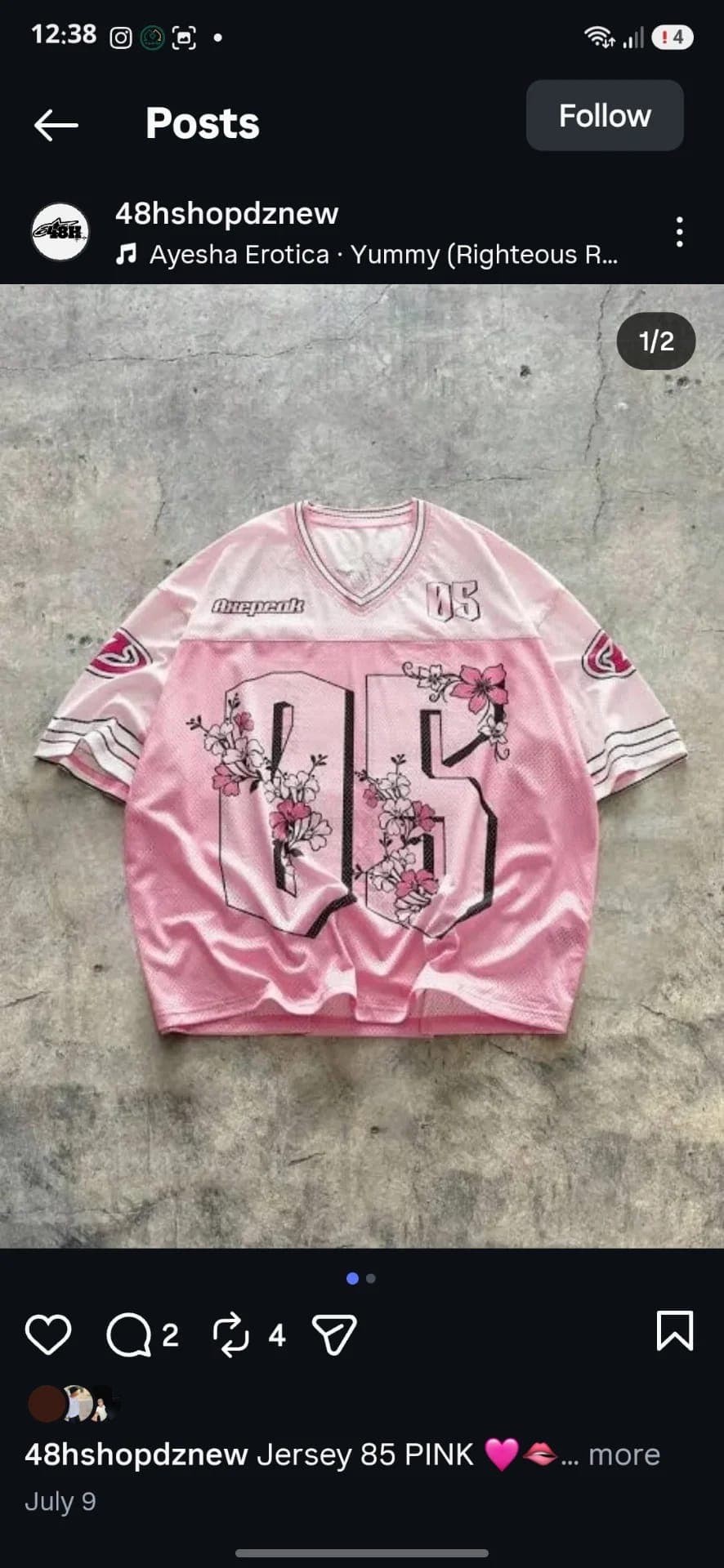 PINK VINTAGE JERSEY T-SHIRT  2