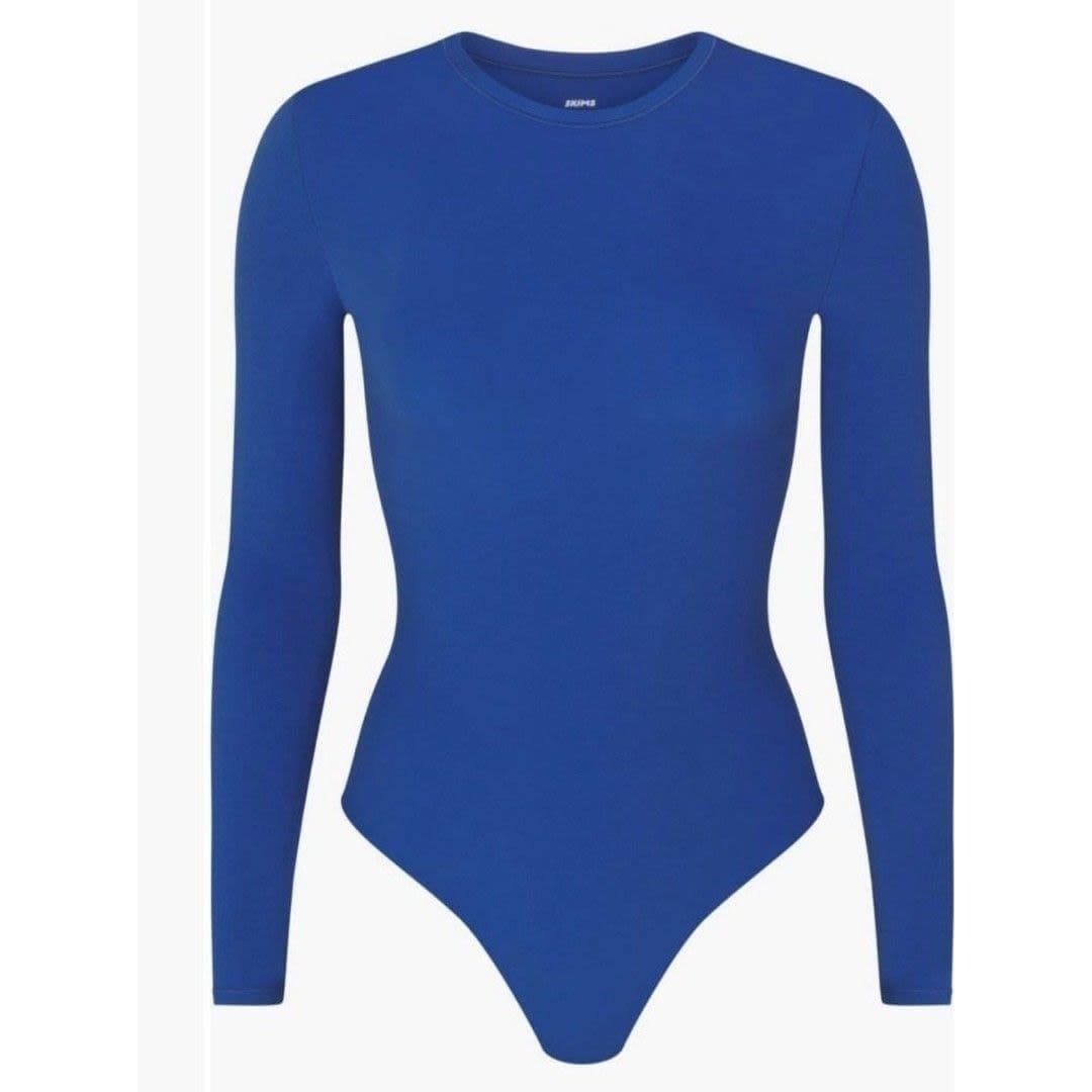 Long sleeve cotton blue bodysuit 