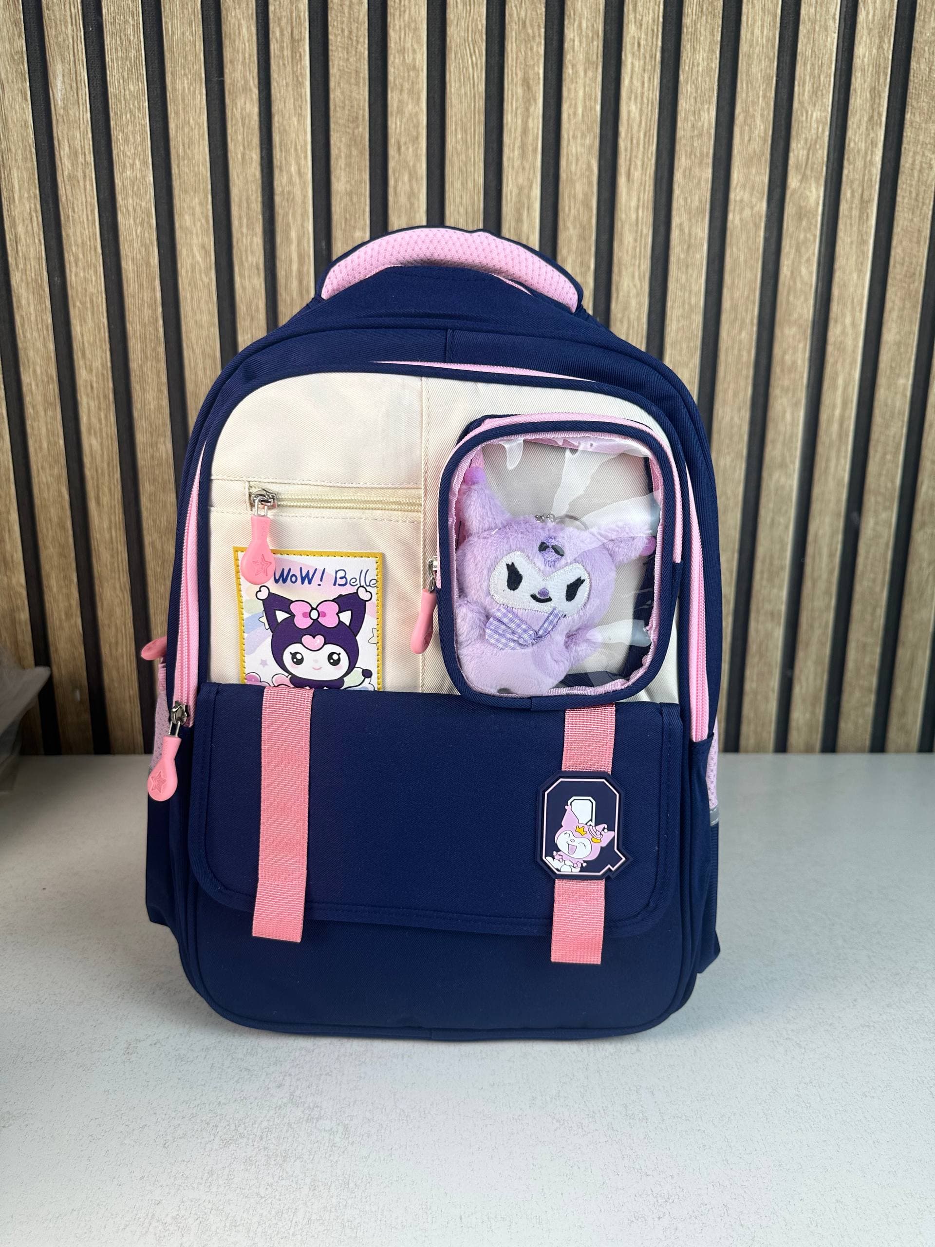 Sac à Dos Scolaire Style Kawaii Grand Volume avec Peluche Incluse Tissu Imperméable Bleu SACKDS04BLG - حقيبة مدرسية بتصميم كاوايي 4