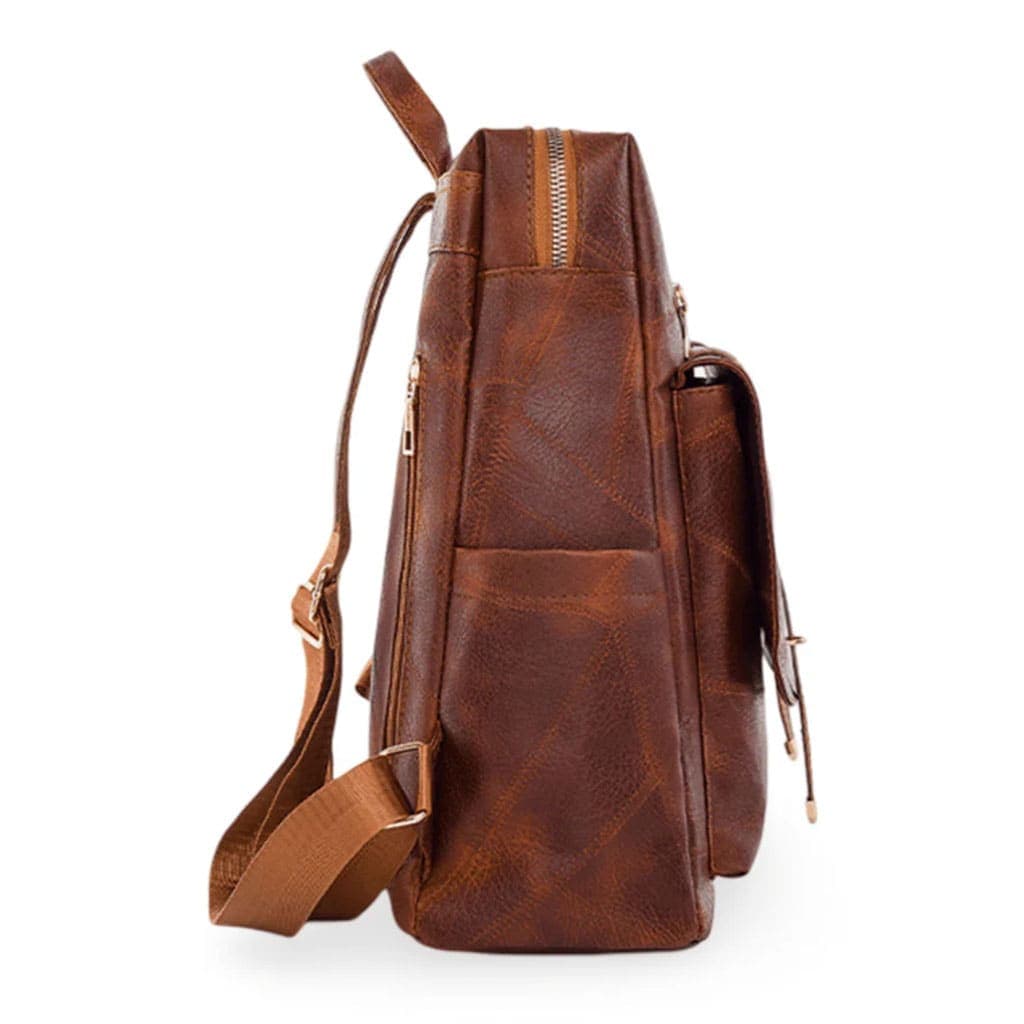 Sac à dos rétro en cuir synthétique pour femme - حقيبة ظهر نسائية من الجلد 3