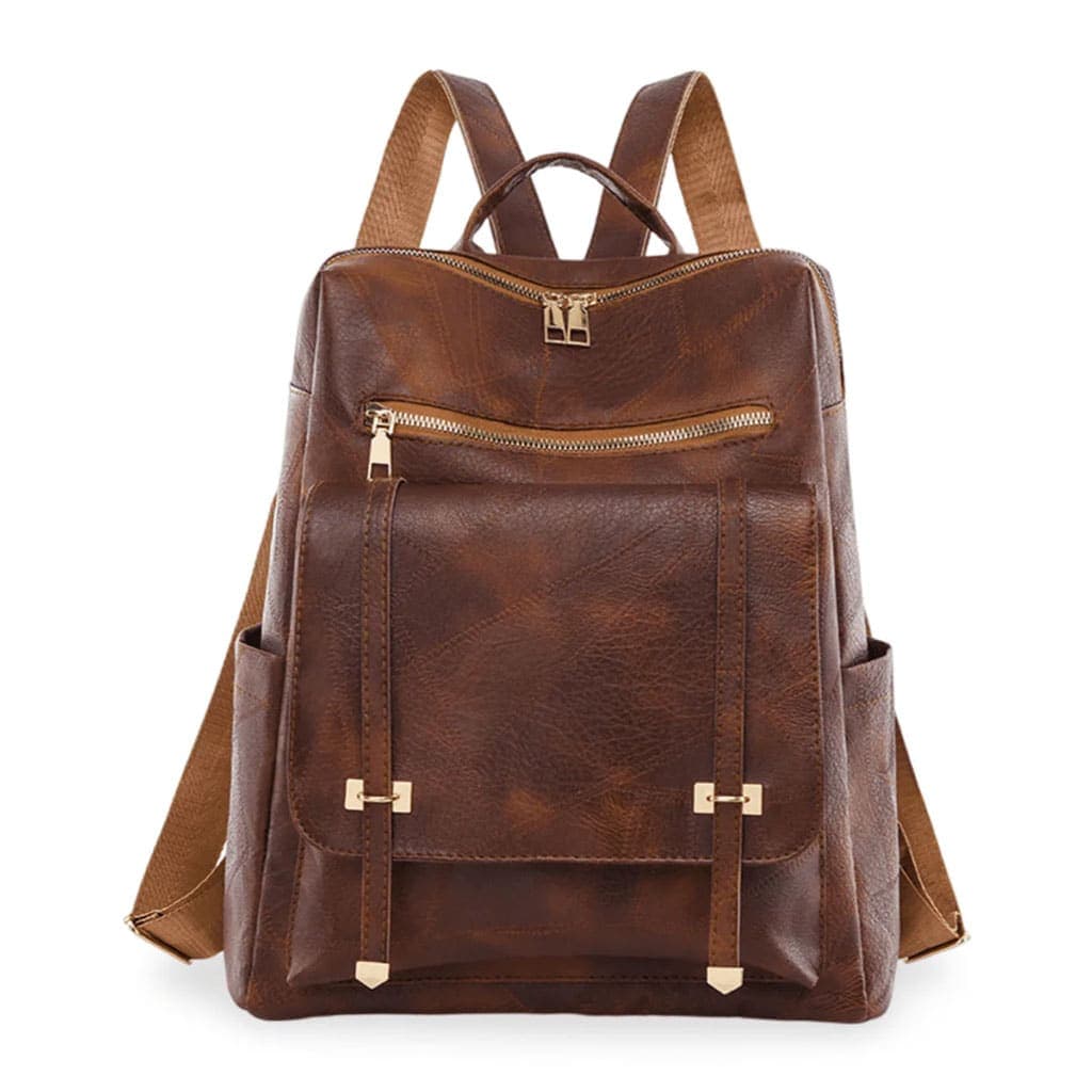 Sac à dos rétro en cuir synthétique pour femme - حقيبة ظهر نسائية من الجلد 4