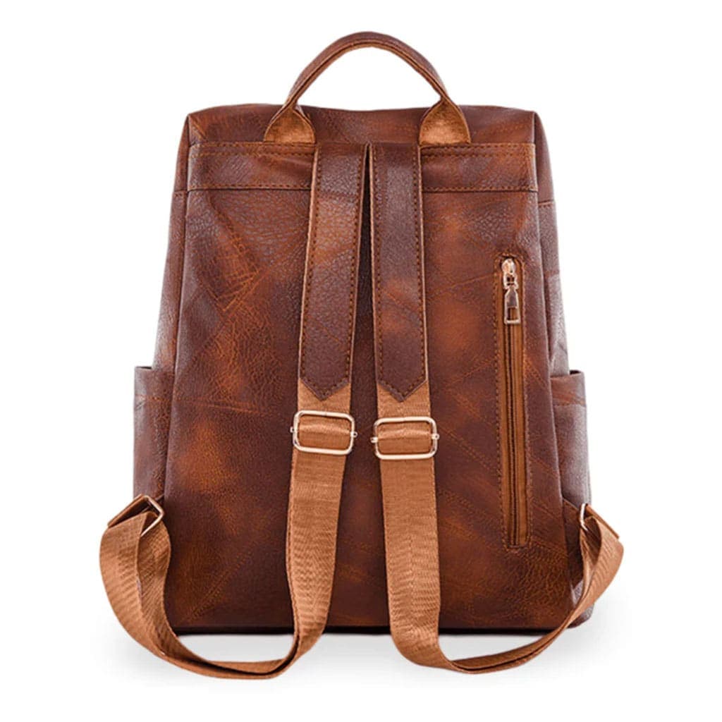 Sac à dos rétro en cuir synthétique pour femme - حقيبة ظهر نسائية من الجلد 5