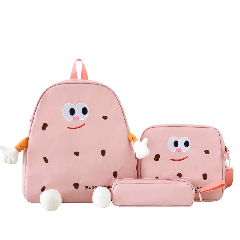 Ensemble de sacs d’école Kawai pour adolescents 3Pcs Language Rose – محفظة 3 قطع كاواي وردي 3