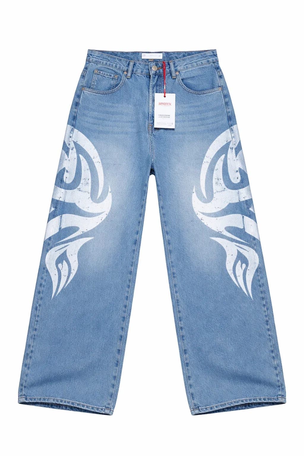 TRIBAL FLAME WIDE LEG JEANS 