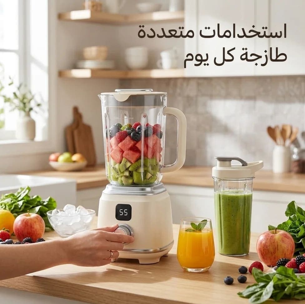 عصارة محمولة وخلاط كهربائي فائق الخفة، سهل التنظيف ، عصّارة فواكه وخضروات بمحرك عالي السرعة . 5