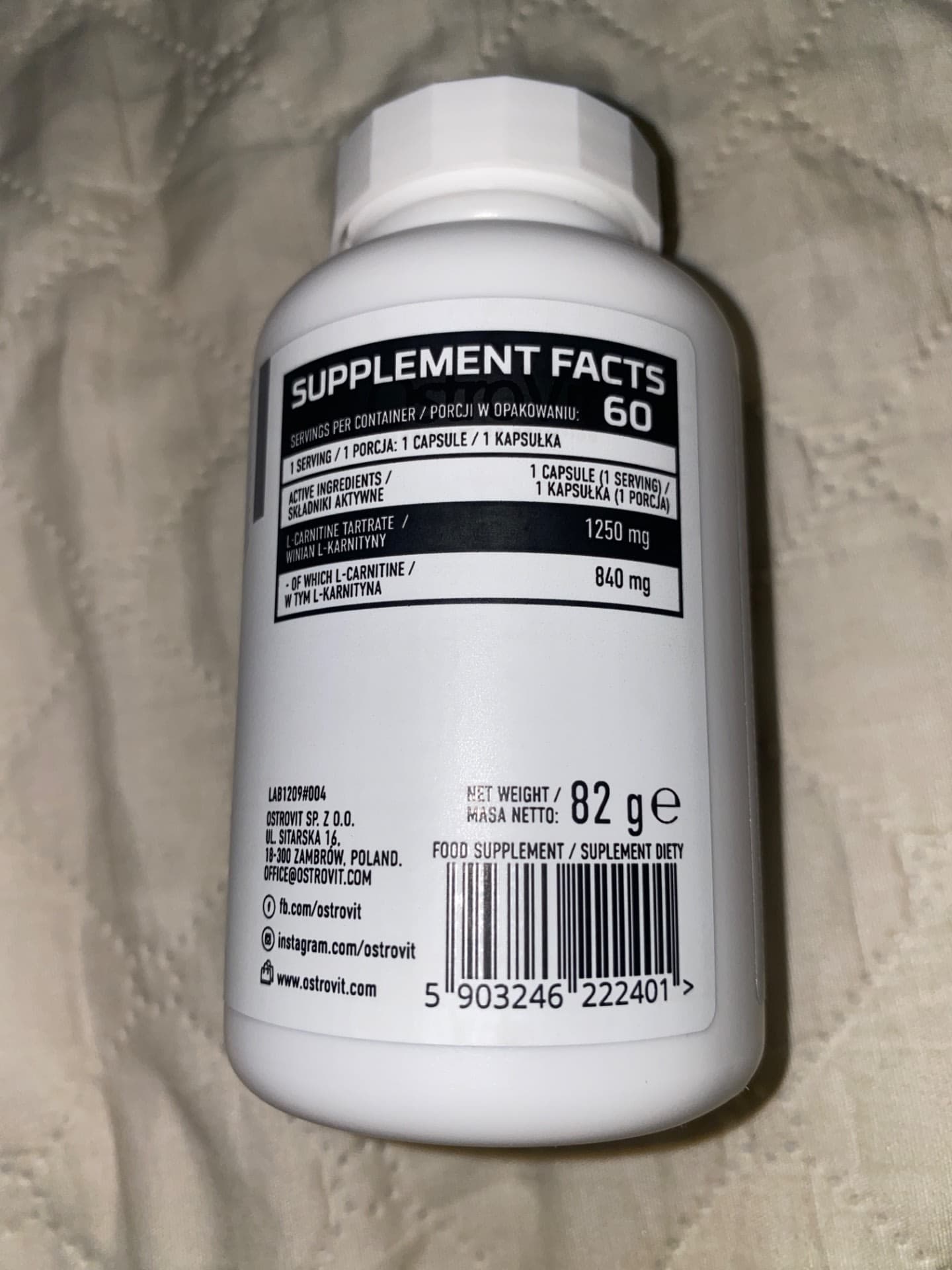 OstroVit L-Carnitine 1250 mg – 60 Capsules 2