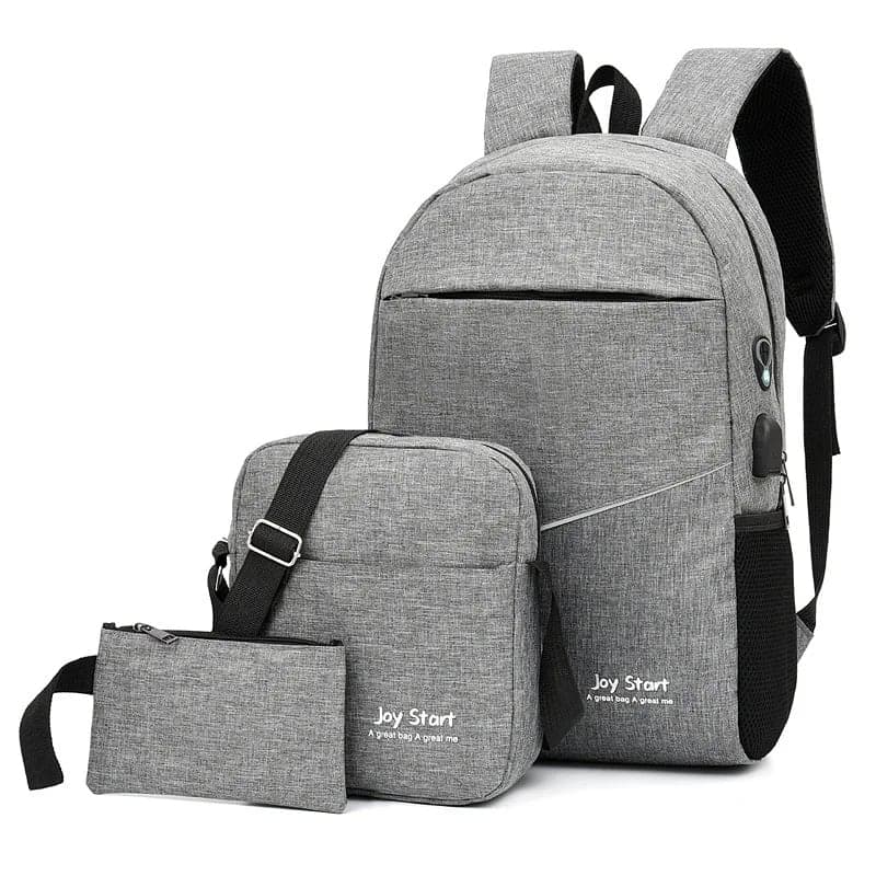 3 PCS Sac à dos multifonctionnel Avec Sortie USB ET Sortie kit-man - Gris 2