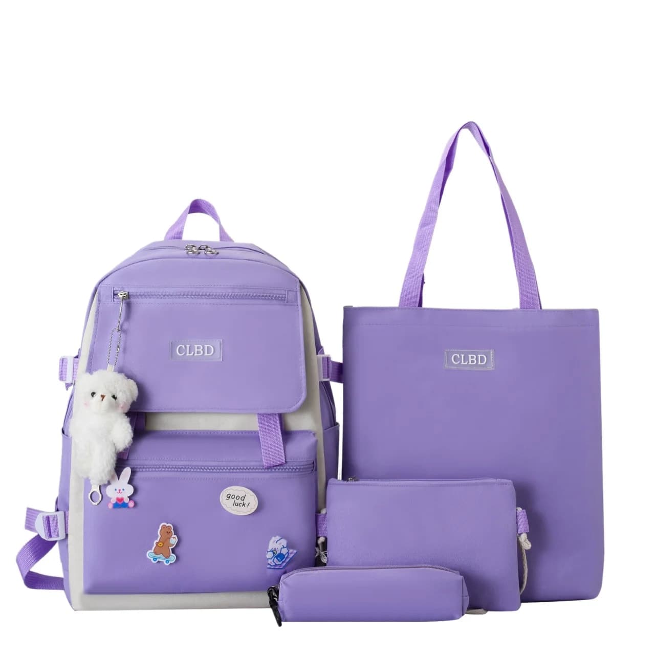 Ensemble de sacs d’école Kawai pour adolescents 4Pcs CLBD V1 Mauve – محفظة 4 قطع كاواي بنفسجي 4
