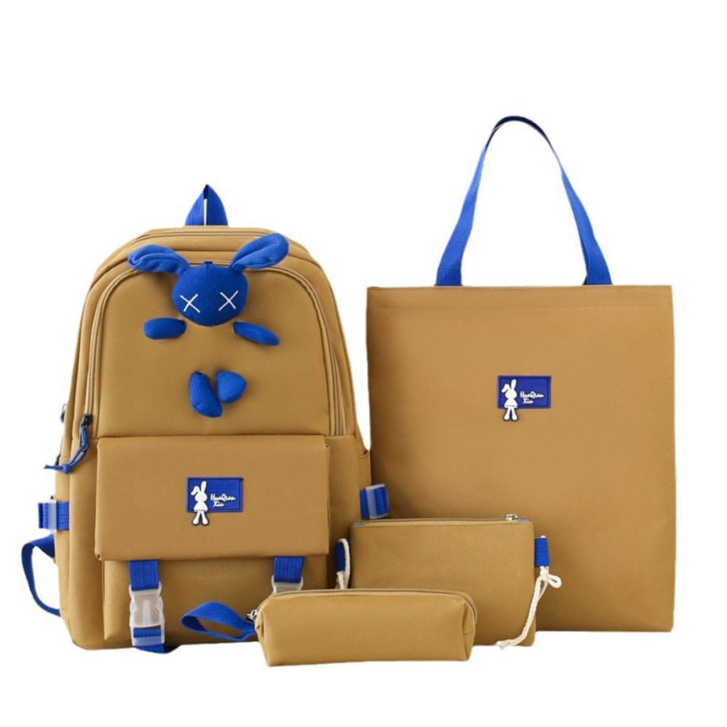 Ensemble de sacs d’école Kawai pour adolescents 4Pcs Lapin X Marron – محفظة 4 قطع كاواي بني  2