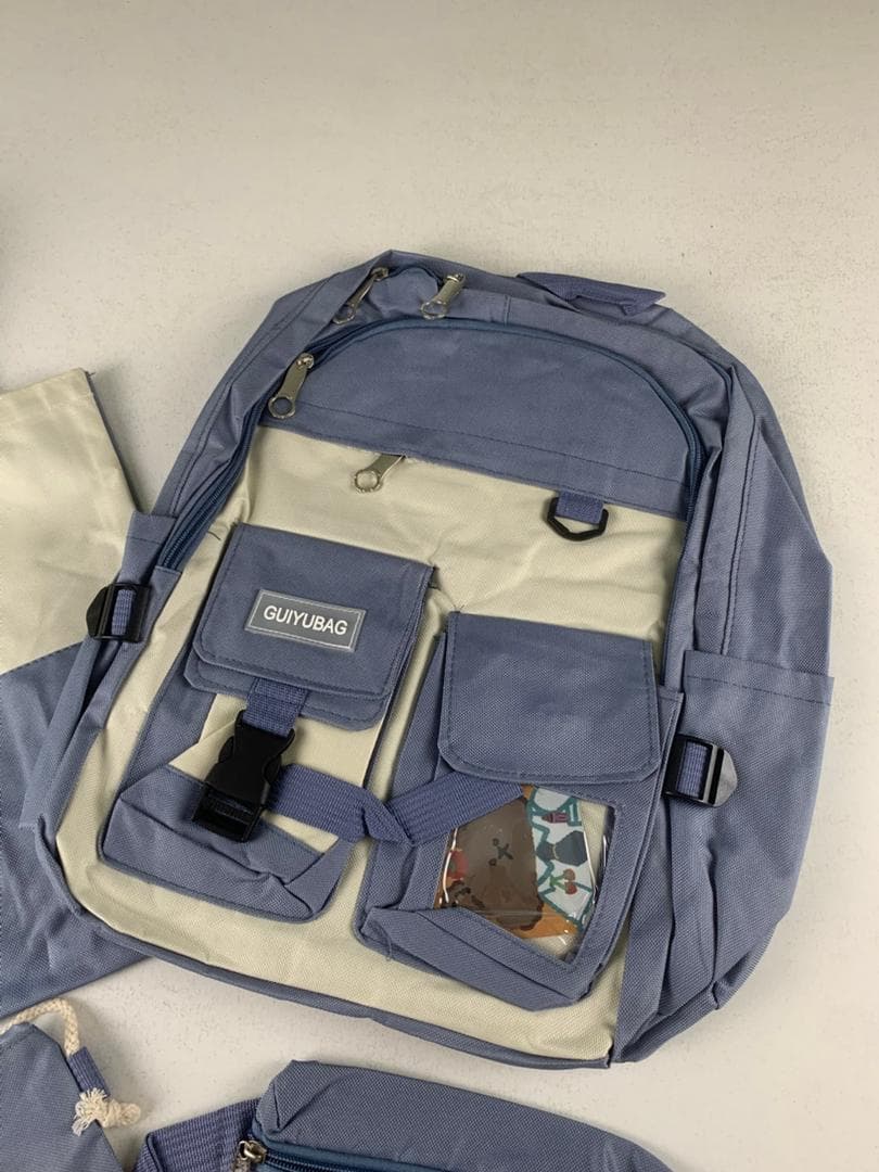 Ensemble de sacs d’école Kawai pour adolescents 4Pcs Guiyu V3 Bleu – محفظة 4 قطع كاواي أزرق 6