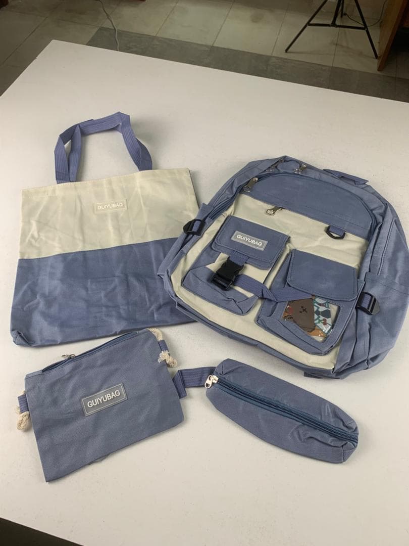 Ensemble de sacs d’école Kawai pour adolescents 4Pcs Guiyu V3 Bleu – محفظة 4 قطع كاواي أزرق 4