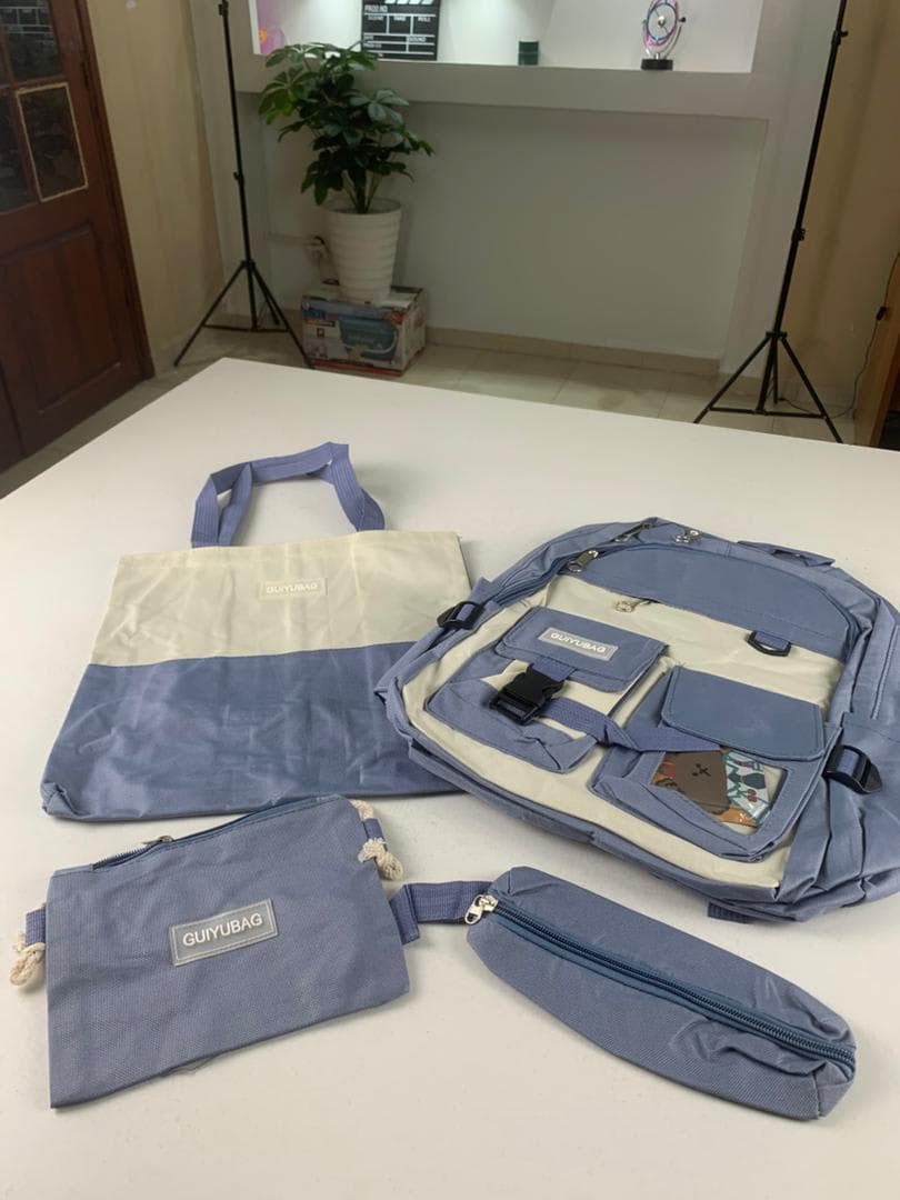 Ensemble de sacs d’école Kawai pour adolescents 4Pcs Guiyu V3 Bleu – محفظة 4 قطع كاواي أزرق 5