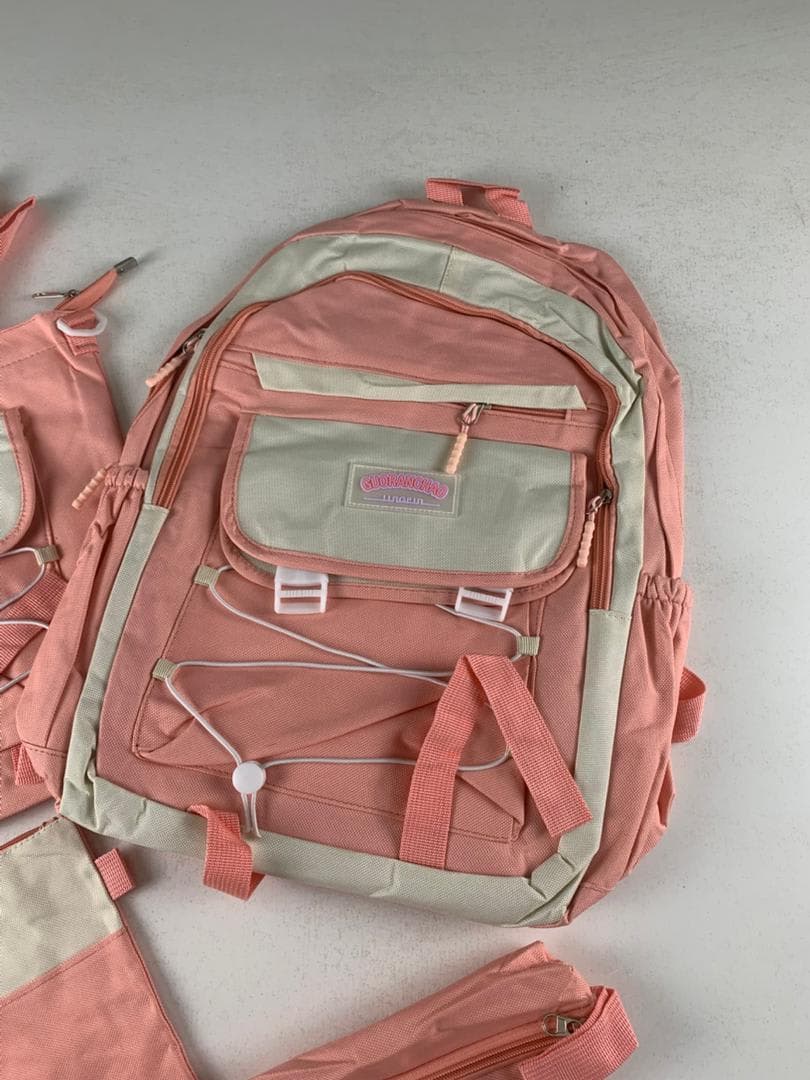 Ensemble de sacs d’école Kawai pour adolescents 4Pcs GUORANCHAO Rose – محفظة 4 قطع كاواي وردي 4
