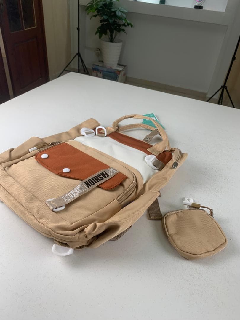 Ensemble de sacs d’école Kawai pour Enfants 2Pcs Avec Pochette Beige – محفظة 2 قطع كاواي مع محفظة صغيرة بيج 2