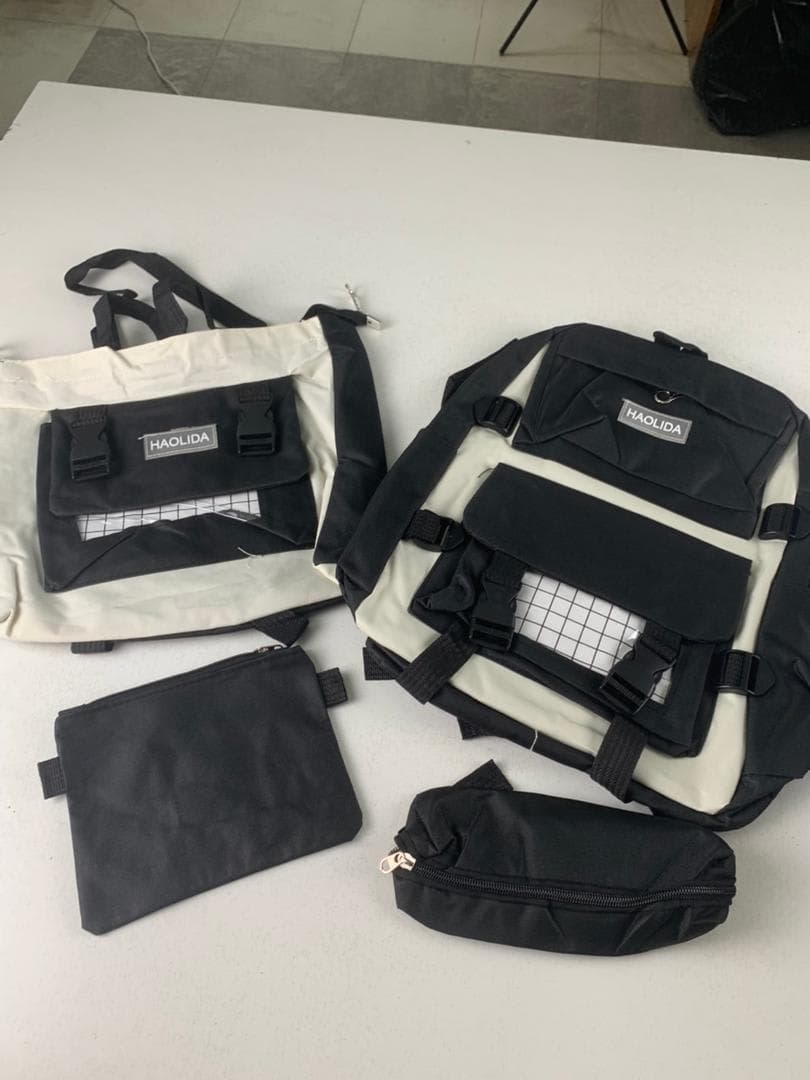 Ensemble de sacs d’école Kawai pour adolescents 4Pcs HAOLIDA V1 Noir – محفظة 4 قطع كاواي أسود 3