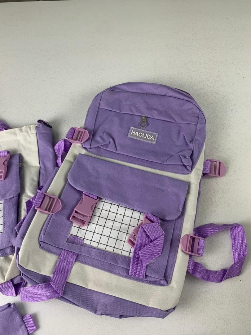 Ensemble de sacs d’école Kawai pour adolescents 4Pcs HAOLIDA V1 Mauve – محفظة 4 قطع كاواي بنفسجي 6