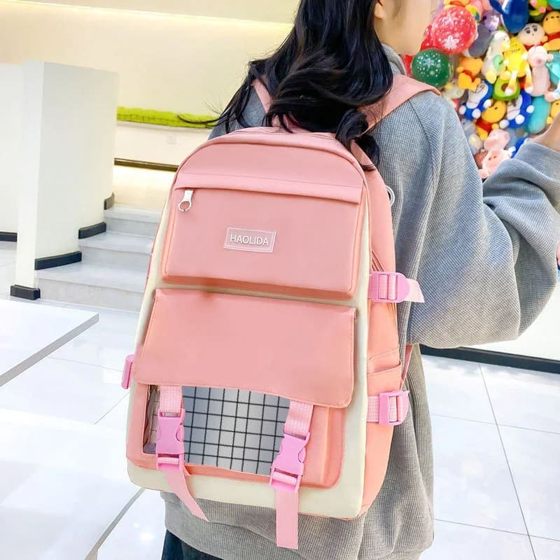 Ensemble de sacs d’école Kawai pour adolescents 4Pcs HAOLIDA V1 Rose – محفظة 4 قطع كاواي وردي 6