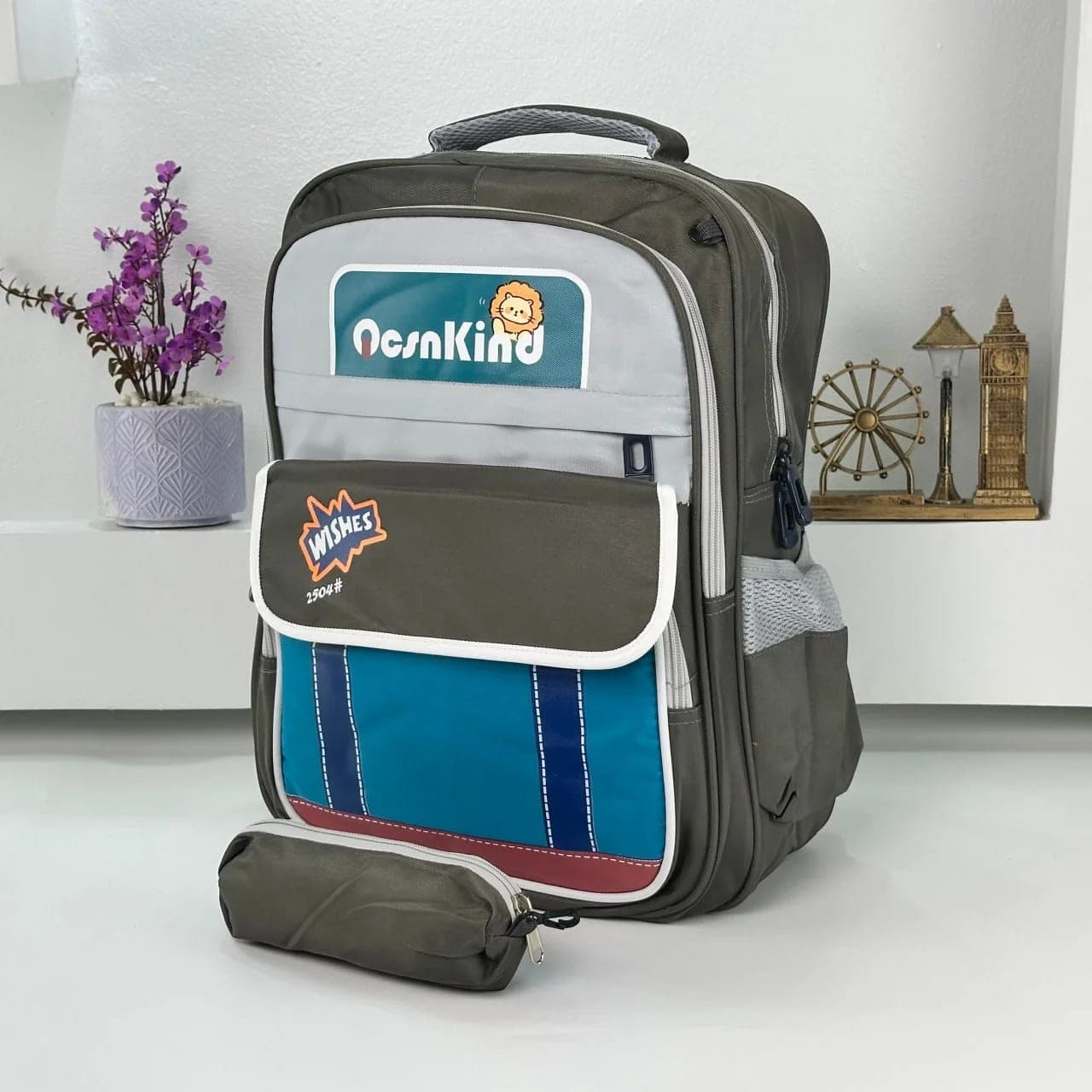 Sac à Dos pour Enfants avec Trousse Assortie 2504 Vert – حقيبة ظهر مدرسية للأطفال مع مقلمة أخضر 4