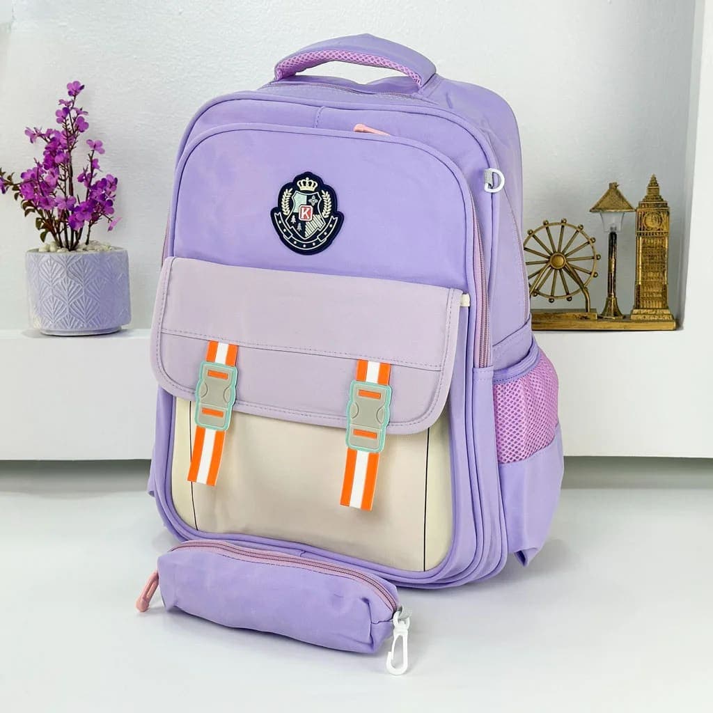 Sac à Dos pour Enfants avec Trousse Assortie KBAG Mauve – حقيبة ظهر مدرسية للأطفال مع مقلمة بنفسجي 4