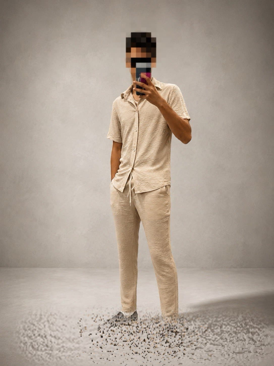 Ensemble homme - blanc & beige  2