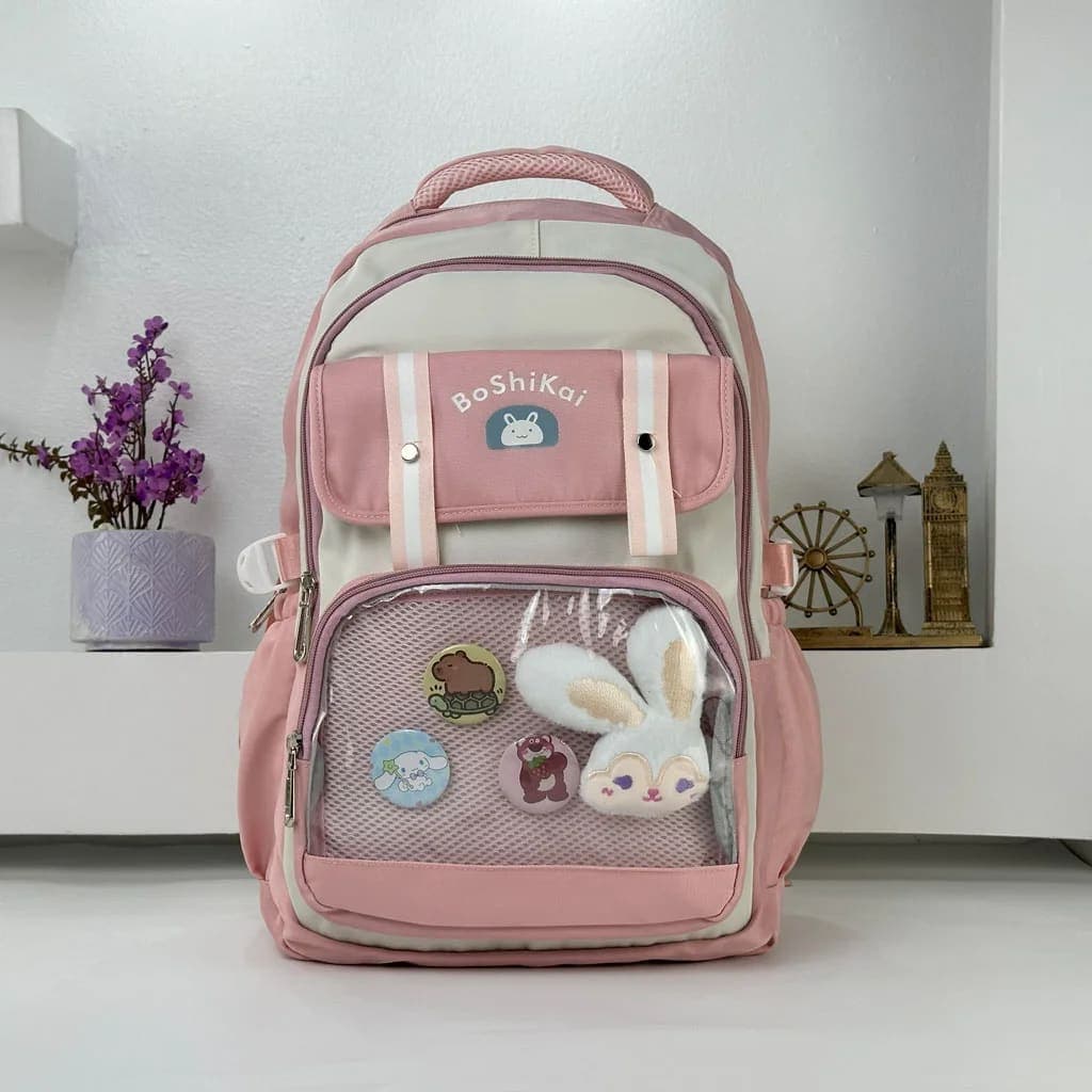Sac à Dos Scolaire pour Enfants Style Kawaii BoShiKai Rose – حقيبة ظهر مدرسية للأطفال وردي 3