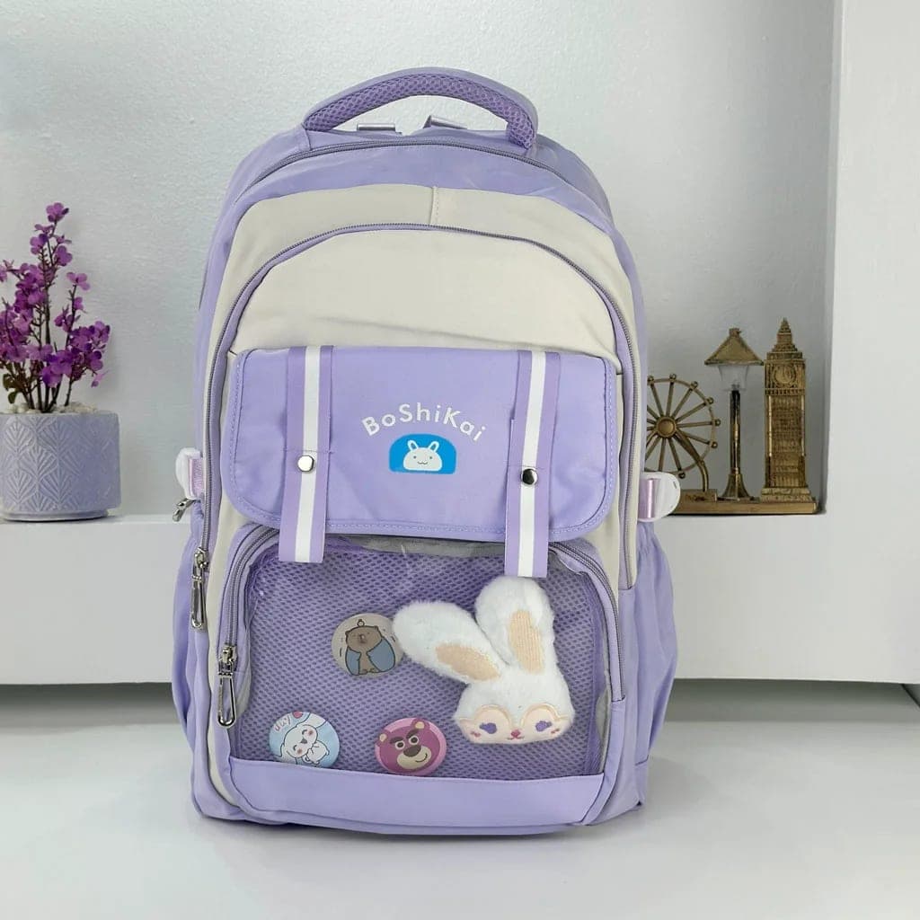 Sac à Dos Scolaire pour Enfants Style Kawaii BoShiKai Mauve – حقيبة ظهر مدرسية للأطفال بنفسجي 3