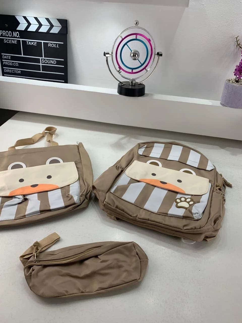 Ensemble de sacs d’école Kawai pour adolescents 3Pcs Ours Beige – محفظة 3 قطع كاواي بيج 3