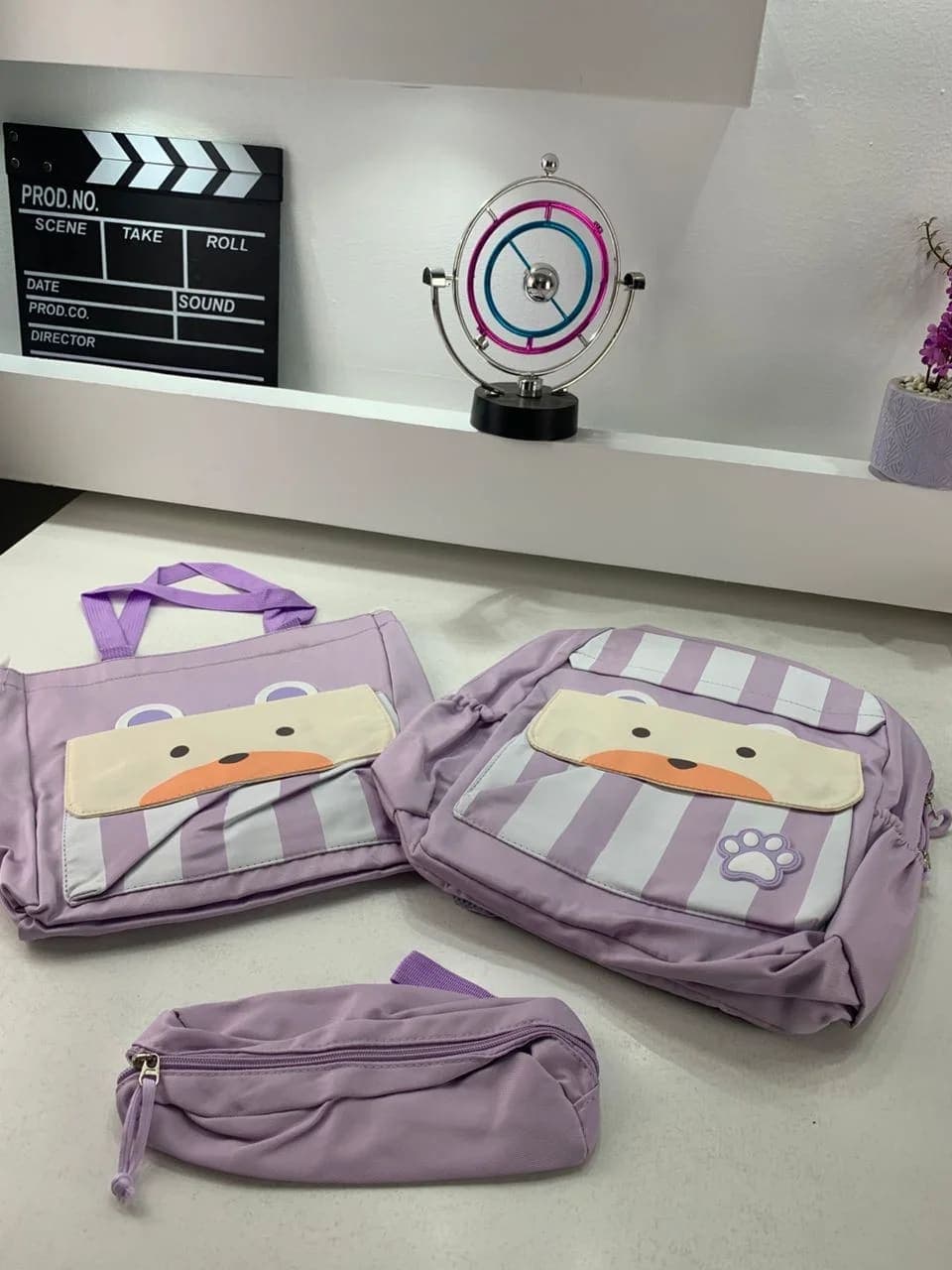 Ensemble de sacs d’école Kawai pour adolescents 3Pcs Ours Mauve – محفظة 3 قطع كاواي بنفسجي 6
